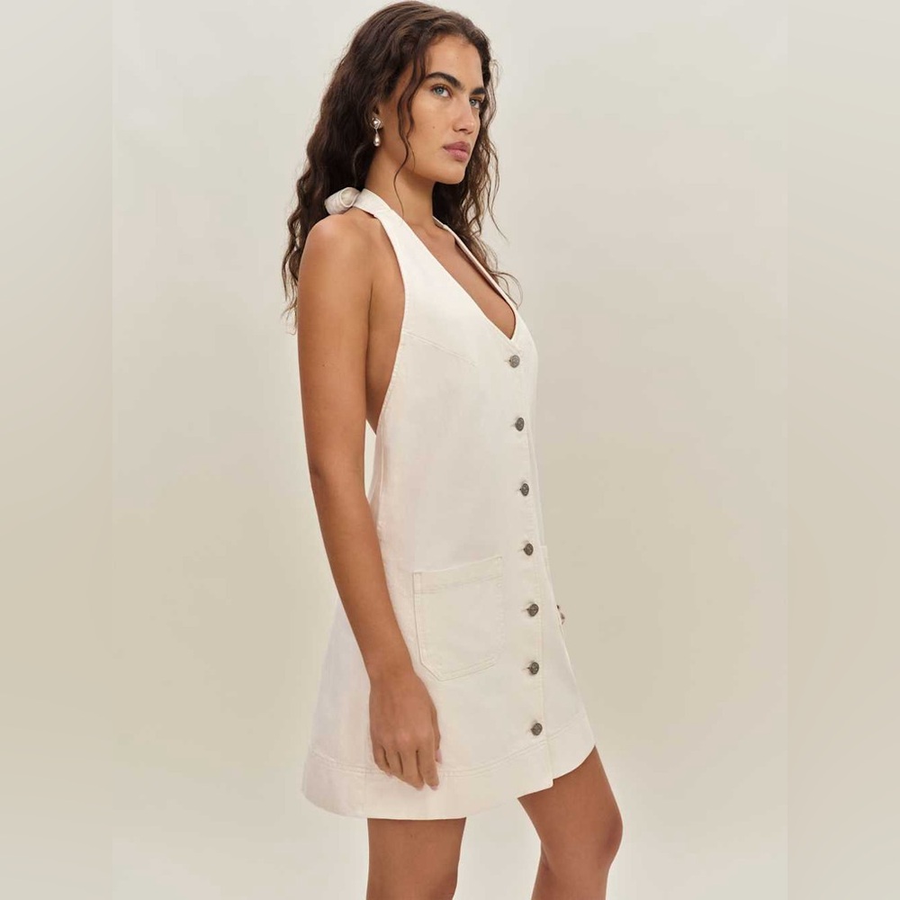 Reformation Ivory Button-Front Mini Dress - Picture 4 of 10